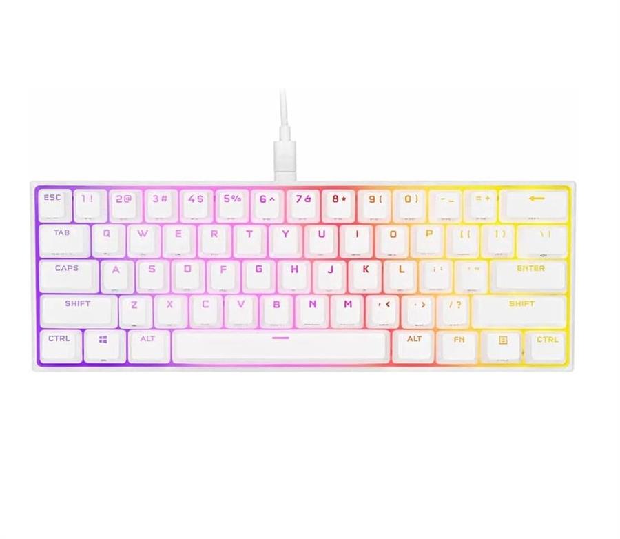 Teclado Gamer Corsair K65 RGB Mini 60% Mecánico Cherry MX Speed White